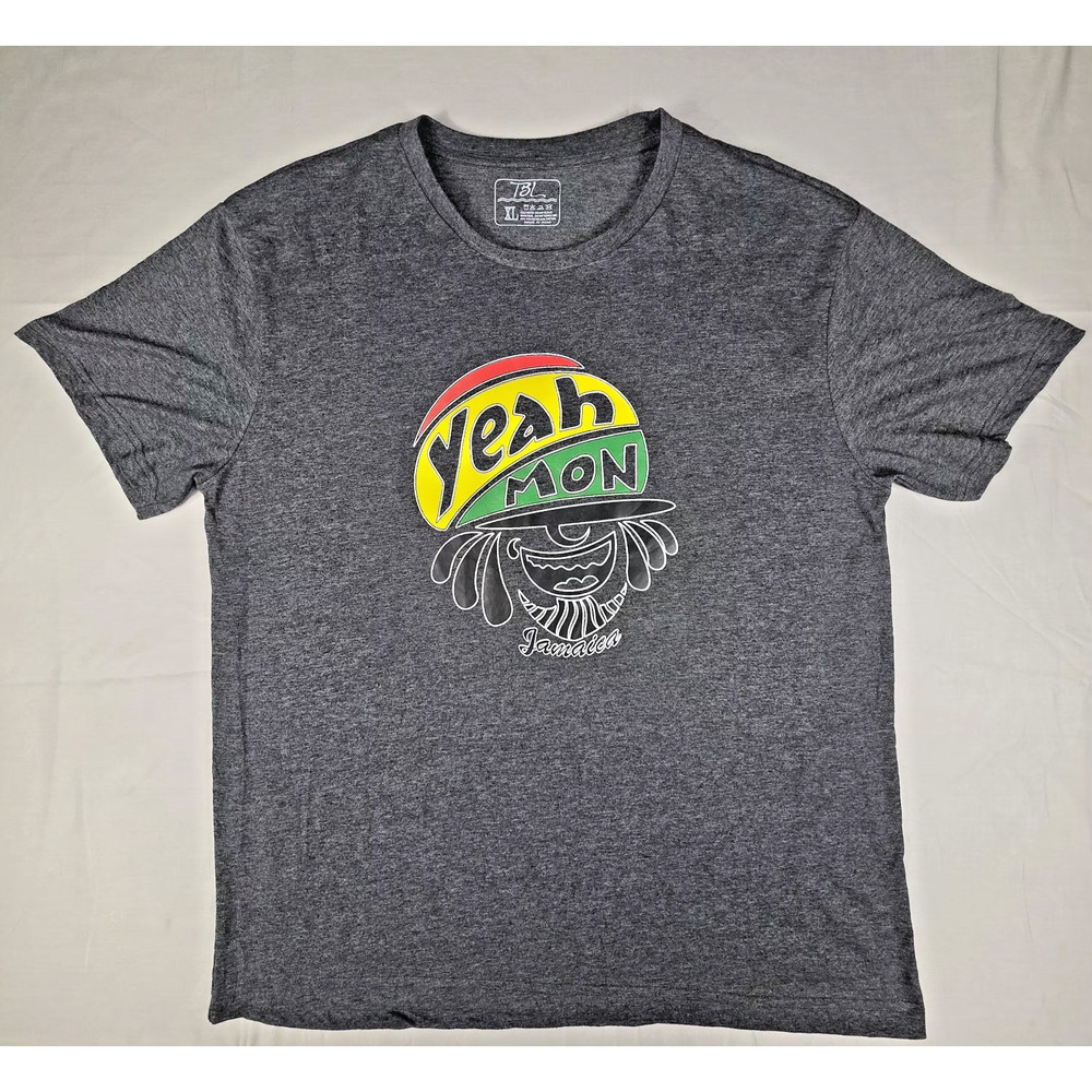 TBL Jamaica "Yeah Mon" Graphic T-Shirt Gray Heather XL - Caribbean Souvenir